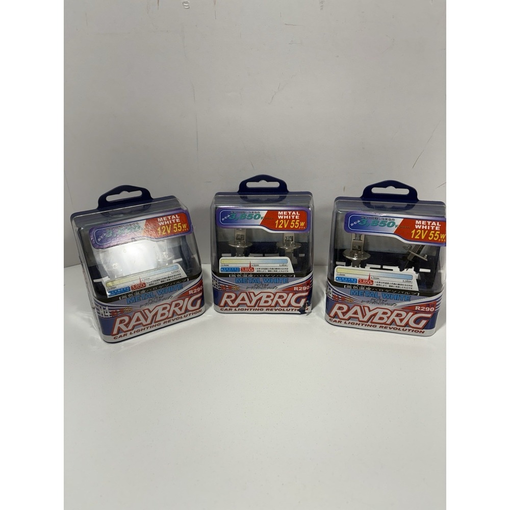 JDM Raybrig H4 bulbs Lot 3 Pairs (6 Units) Metal White 3850k R290 12v 55w Japan